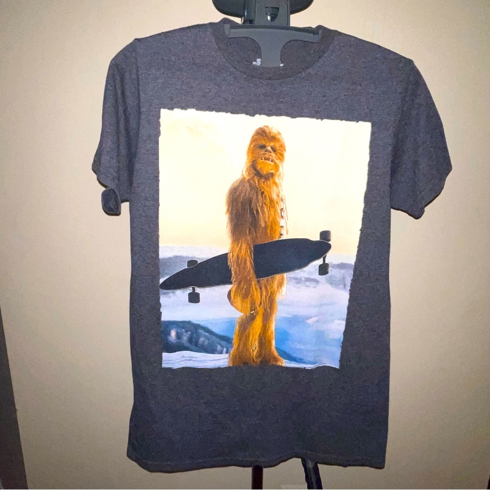 GUC Star Wars Brand T-Shirt with Chewbacca Holding Skateboard